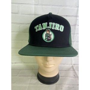 Demon Slayer Tanjiro Logo Anime Mesh Back Snapback Hat Cap Adult Adjustable OSFM